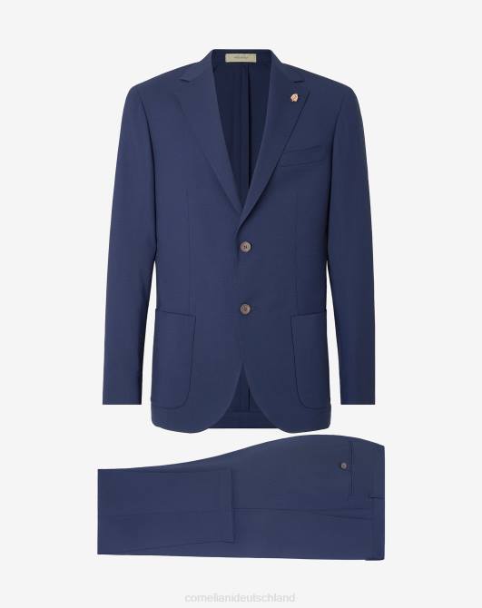 Anzug aus Bio-Woll-Canvas Corneliani Männer 8RL01 Navy blau Kleidung