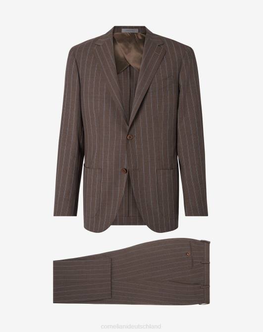 Nadelstreifenanzug aus tropischer S130er-Wolle Corneliani Männer 8RL05 braun Kleidung