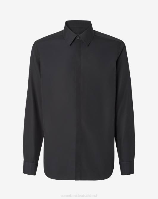 Abendhemd aus Baumwollpopeline Corneliani Männer 8RL031 Schwarz Kleidung