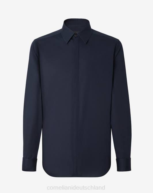Abendhemd aus Baumwollpopeline Corneliani Männer 8RL032 Navy blau Kleidung
