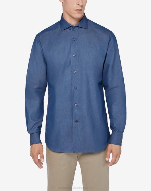 Baumwoll-Jeanshemd Corneliani Männer 8RL0209 Blau Kleidung