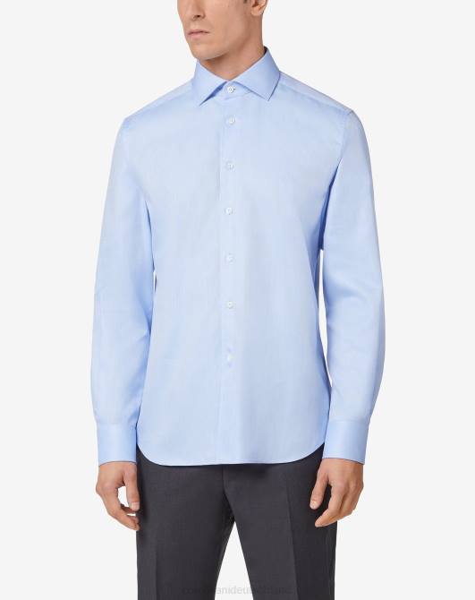 Baumwollhemd mit Fischgrätenmuster Corneliani Männer 8RL0239 hellblau Kleidung
