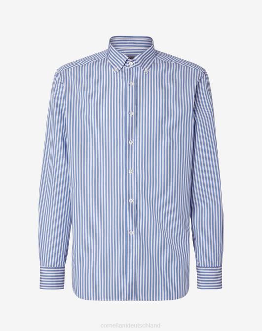 Baumwollhemd mit Streifenmuster Corneliani Männer 8RL0216 Blau Kleidung
