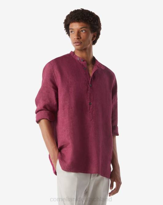 Delave-Hemd aus reinem Leinen Corneliani Männer 8RL0224 Bordeaux Kleidung
