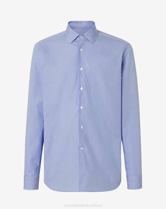 Gestreiftes Hemd aus Baumwollpopeline Corneliani Männer 8RL0184 hellblau Kleidung