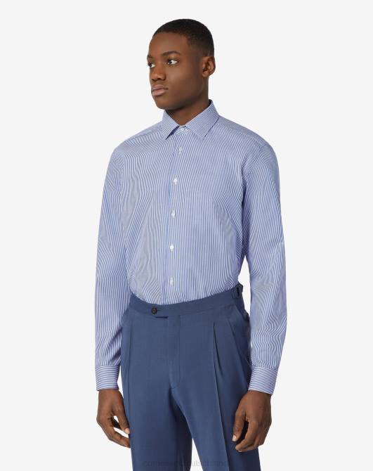 Gestreiftes Hemd aus Baumwollpopeline Corneliani Männer 8RL0184 hellblau Kleidung