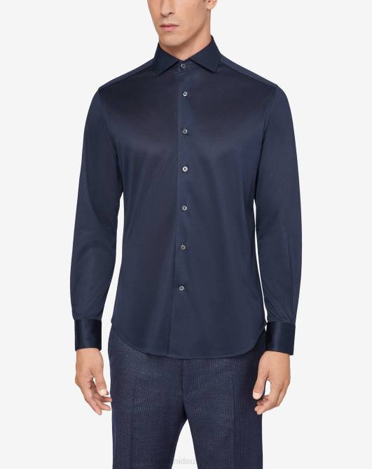 Hemd aus Baumwolljersey Corneliani Männer 8RL0238 Blau Kleidung