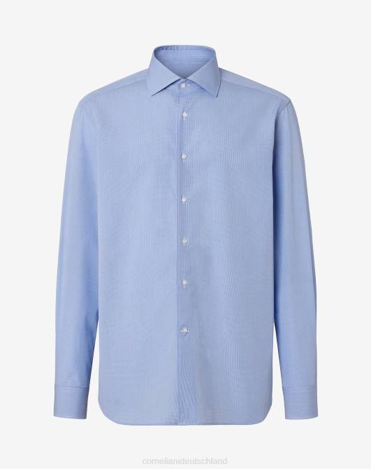 Hemd aus Baumwollpopeline mit Mikrostreifen Corneliani Männer 8RL0177 Blau Kleidung