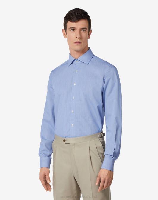 Hemd aus Baumwollpopeline mit Mikrostreifen Corneliani Männer 8RL0177 Blau Kleidung