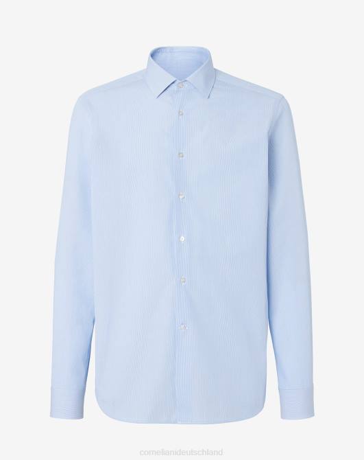 Hemd aus Baumwollpopeline mit Mikrostreifen Corneliani Männer 8RL0185 hellblau Kleidung