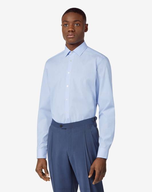 Hemd aus Baumwollpopeline mit Mikrostreifen Corneliani Männer 8RL0185 hellblau Kleidung