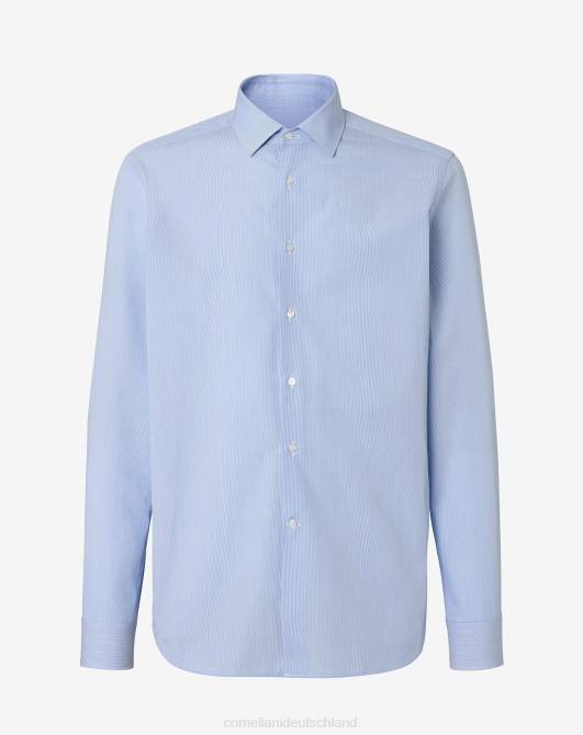 Hemd aus Baumwollpopeline mit Mikrostreifen Corneliani Männer 8RL0194 Blau Kleidung