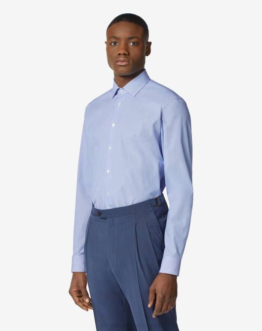 Hemd aus Baumwollpopeline mit Mikrostreifen Corneliani Männer 8RL0194 Blau Kleidung