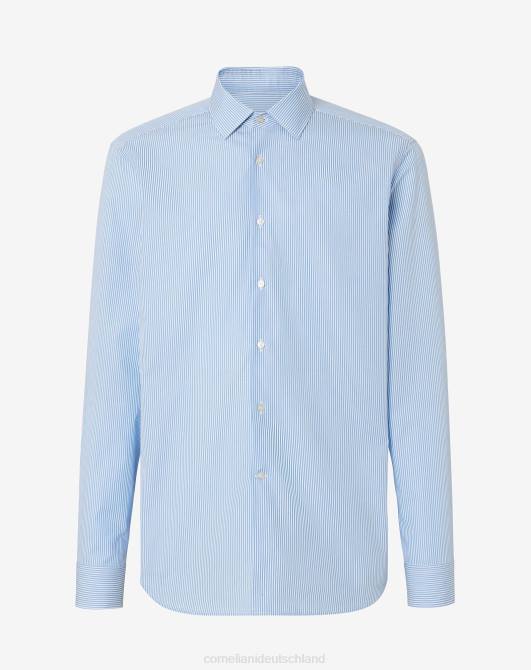 Hemd aus Baumwollpopeline mit Mikrostreifen Corneliani Männer 8RL0195 Blau Kleidung