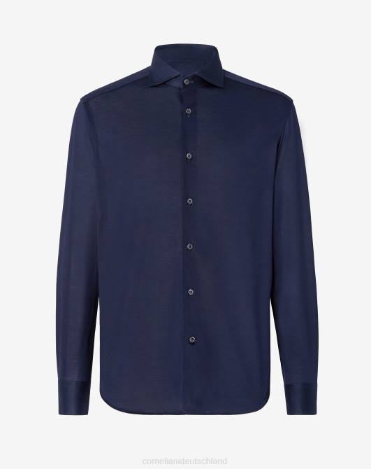 Hemd aus Jersey-Baumwolle Corneliani Männer 8RL033 Blau Kleidung