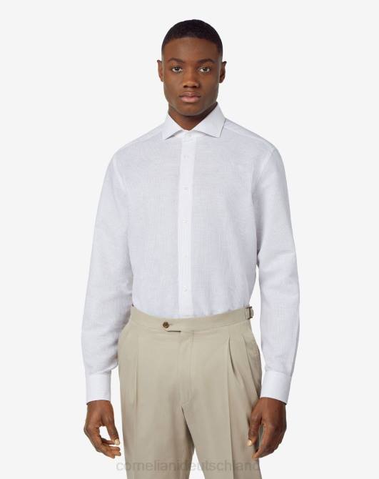 Hemd aus Leinen und Baumwolle mit Muster Corneliani Männer 8RL0191 Sand Kleidung