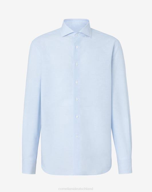 Hemd aus Leinen und Baumwolle mit Muster Corneliani Männer 8RL0192 Blau Kleidung