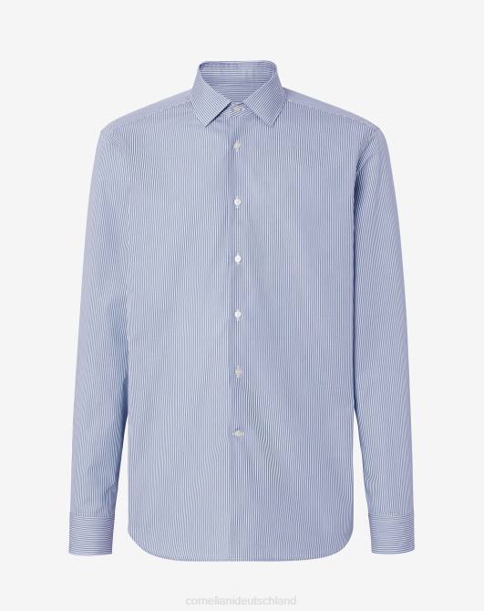 Hemd aus meliertem Baumwolltwill Corneliani Männer 8RL0189 Blau Kleidung