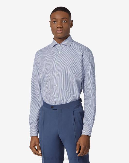 Hemd aus meliertem Baumwolltwill Corneliani Männer 8RL0189 Blau Kleidung