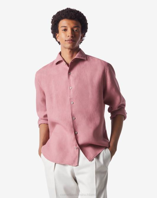 Hemd aus reinem Leinen Corneliani Männer 8RL0200 Bordeaux Kleidung