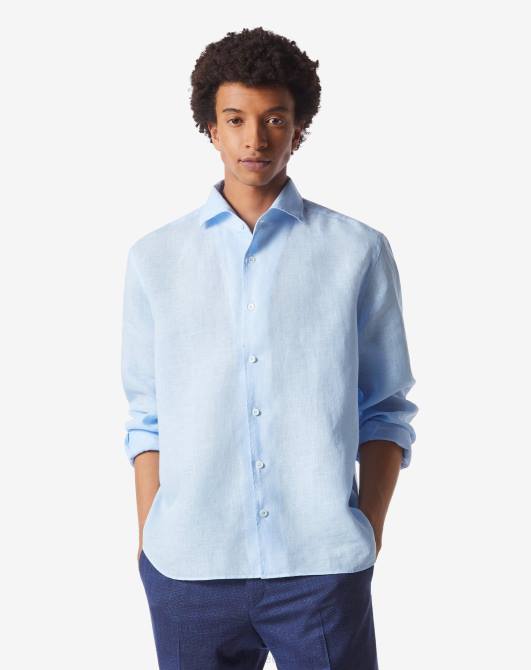 Hemd aus reinem Leinen Corneliani Männer 8RL0221 hellblau Kleidung