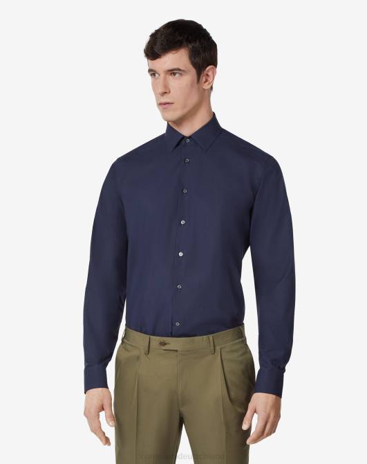 Hemd aus reiner Baumwollpopeline Corneliani Männer 8RL0181 Blau Kleidung