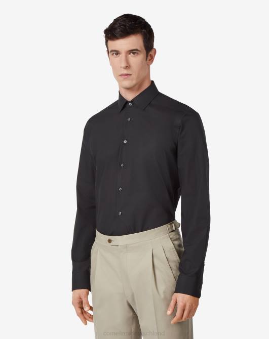 Hemd aus reiner Baumwollpopeline Corneliani Männer 8RL0183 Schwarz Kleidung