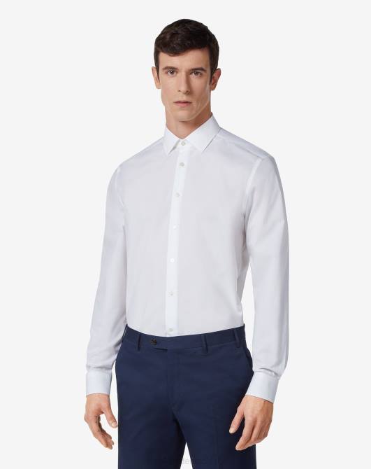 Optisch weißes Popeline-Hemd aus reiner Baumwolle Corneliani Männer 8RL0179 optisches Weiß Kleidung