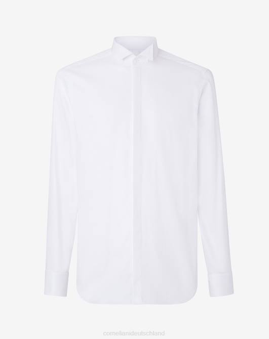 Optisches Smokinghemd aus Baumwollpopeline in Weiß Corneliani Männer 8RL026 optisches Weiß Kleidung