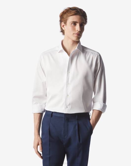 Optisches Twill-Baumwollhemd in Weiß Corneliani Männer 8RL0187 optisches Weiß Kleidung