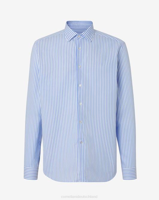 Strukturell gewebtes Baumwollhemd Corneliani Männer 8RL0196 Blau Kleidung