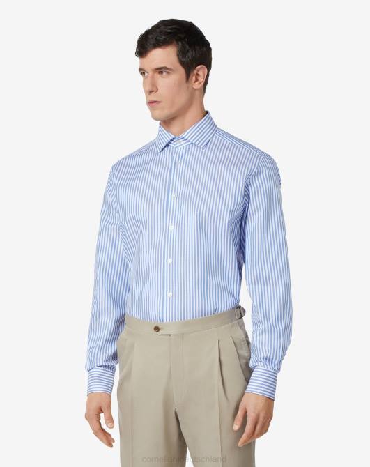 Strukturell gewebtes Baumwollhemd Corneliani Männer 8RL0196 Blau Kleidung