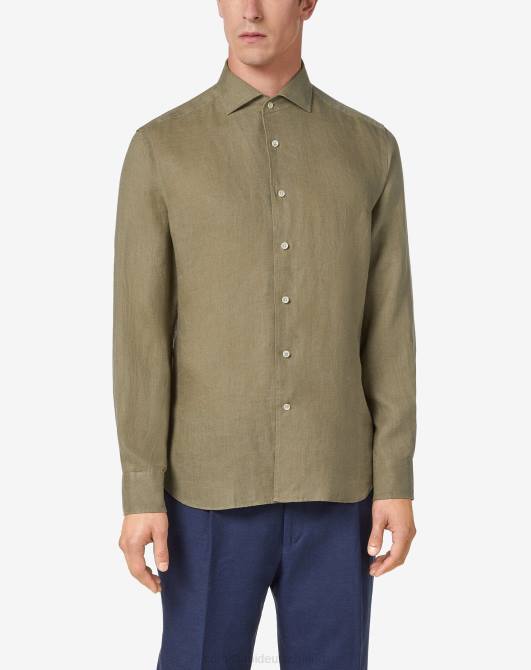 gewaschenes Hanfhemd Corneliani Männer 8RL0199 Armeegrün Kleidung