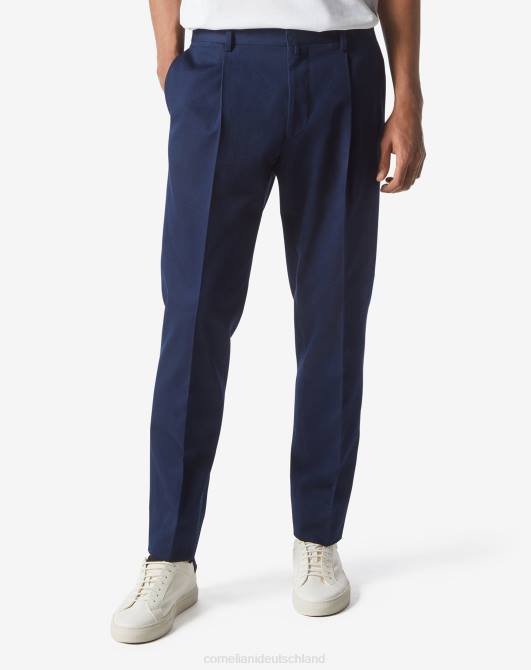 Hose aus Bio-Baumwolle mit einer Bundfalte Corneliani Männer 8RL0333 Blau Kleidung