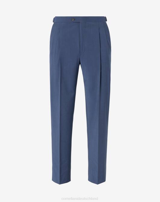 Hose aus S120er-Wolle mit zwei Bundfalten Corneliani Männer 8RL0324 Blau Kleidung