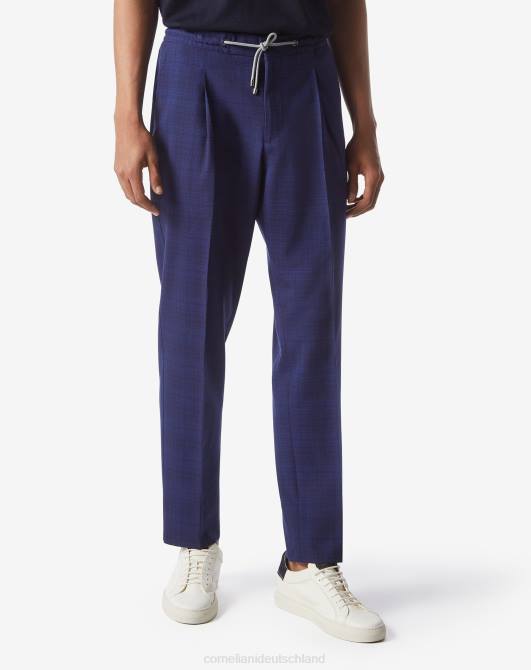 Jogginghose aus S130-Wolle mit einer Bundfalte Corneliani Männer 8RL0334 Blau Kleidung
