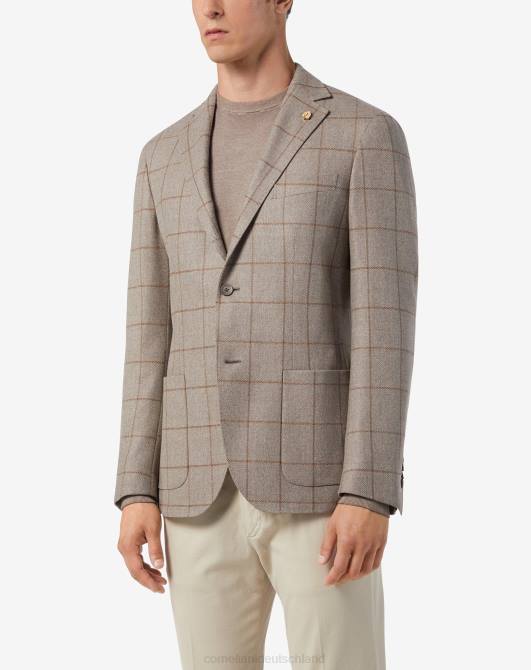 2-Knopf-Jacke aus Wolle und Lyocell Corneliani Männer 8RL076 Beige Kleidung