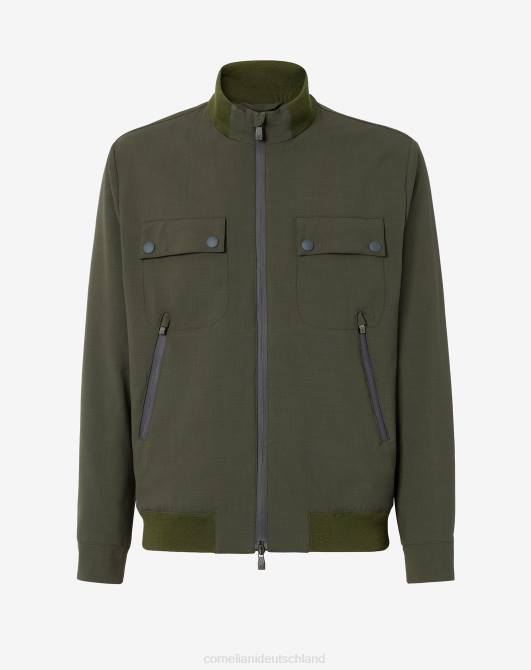 Bomberjacke aus technischer Wolle Corneliani Männer 8RL099 Grün Kleidung
