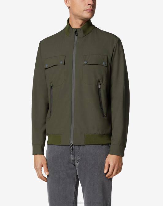 Bomberjacke aus technischer Wolle Corneliani Männer 8RL099 Grün Kleidung