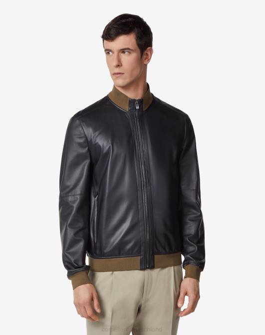 Bomberjacke aus ultraleichtem Nappaleder Corneliani Männer 8RL0106 Blau Kleidung