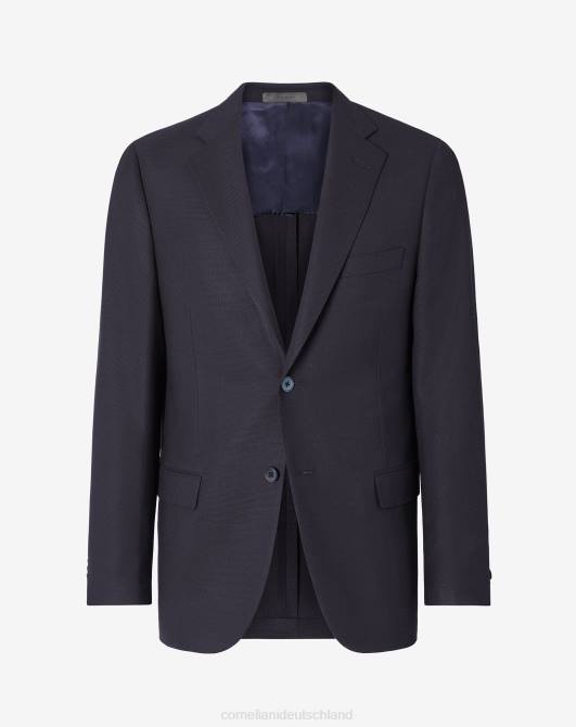 Cina-Jacke aus Hopsack-Wolle mit zwei Knöpfen Corneliani Männer 8RL056 Blau Kleidung
