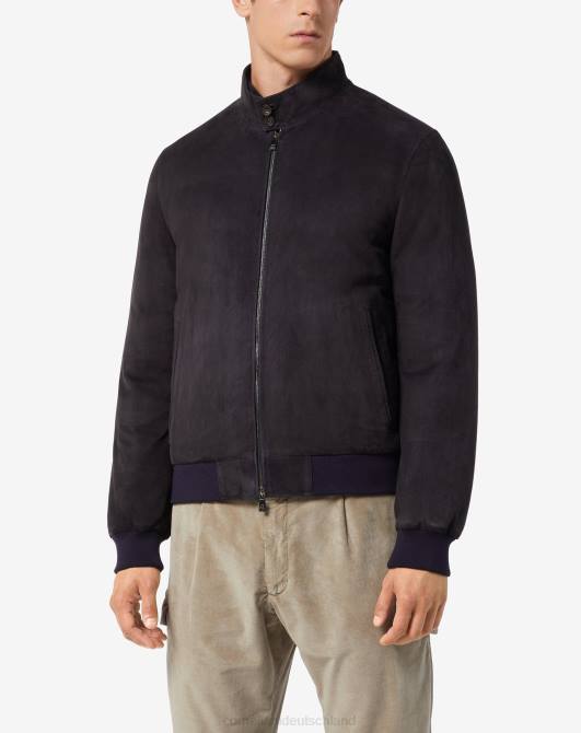 Daunengefütterte Wildlederjacke Corneliani Männer 8RL0109 Blau Kleidung