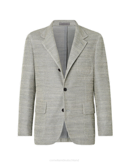 Hellgraue Jacke aus Baumwolljersey mit zwei Knöpfen Corneliani Männer 8RL064 hellgrau Kleidung