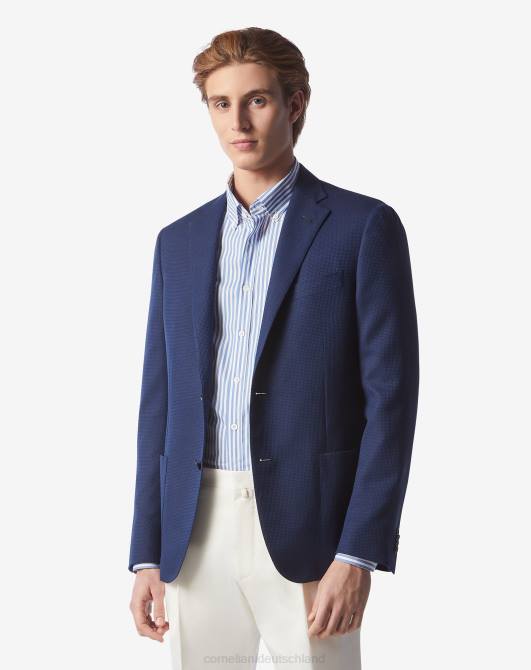 Jacke aus Baumwolle und Kaschmir mit zwei Knöpfen Corneliani Männer 8RL072 Blau Kleidung