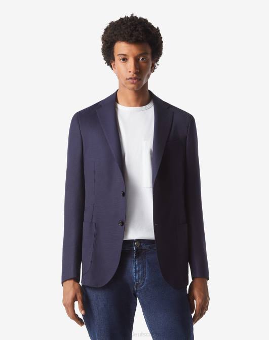 Jacke aus Hopsack-Wolle mit zwei Knöpfen Corneliani Männer 8RL059 Navy blau Kleidung