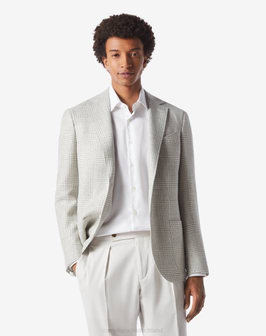 Jacke aus Wolle und Leinen mit zwei Knöpfen Corneliani Männer 8RL065 grau Kleidung