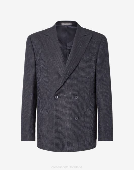 Jacke aus Wolle und Seide mit vier Knöpfen Corneliani Männer 8RL066 Navy blau Kleidung