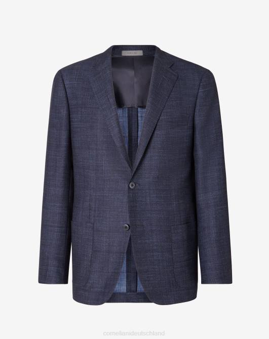 Jacke aus Wolle und Seide mit zwei Knöpfen Corneliani Männer 8RL071 Blau Kleidung