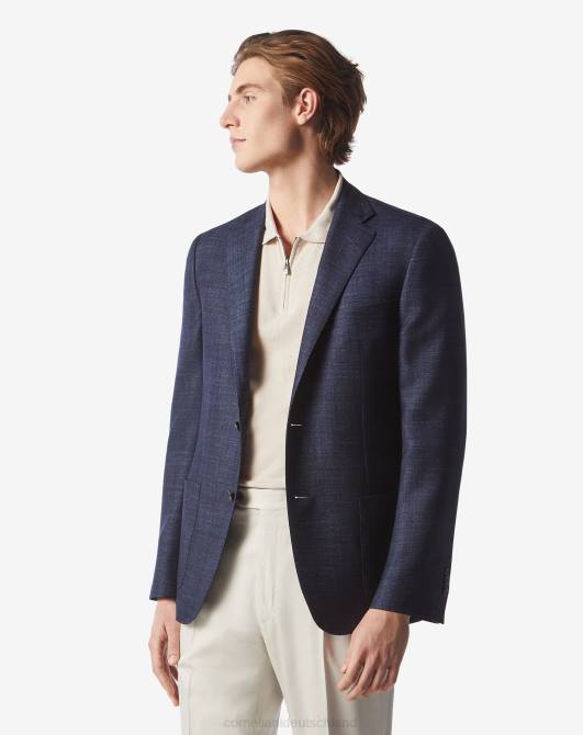 Jacke aus Wolle und Seide mit zwei Knöpfen Corneliani Männer 8RL071 Blau Kleidung