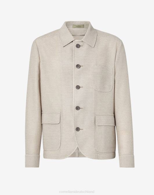Kreisförmige Hemdjacke aus Bio-Baumwolljersey Corneliani Männer 8RL044 Beige Kleidung